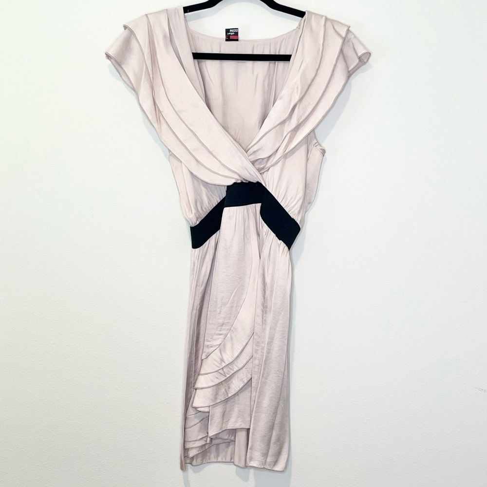 Hello Miss champagne V neck mini dress size S